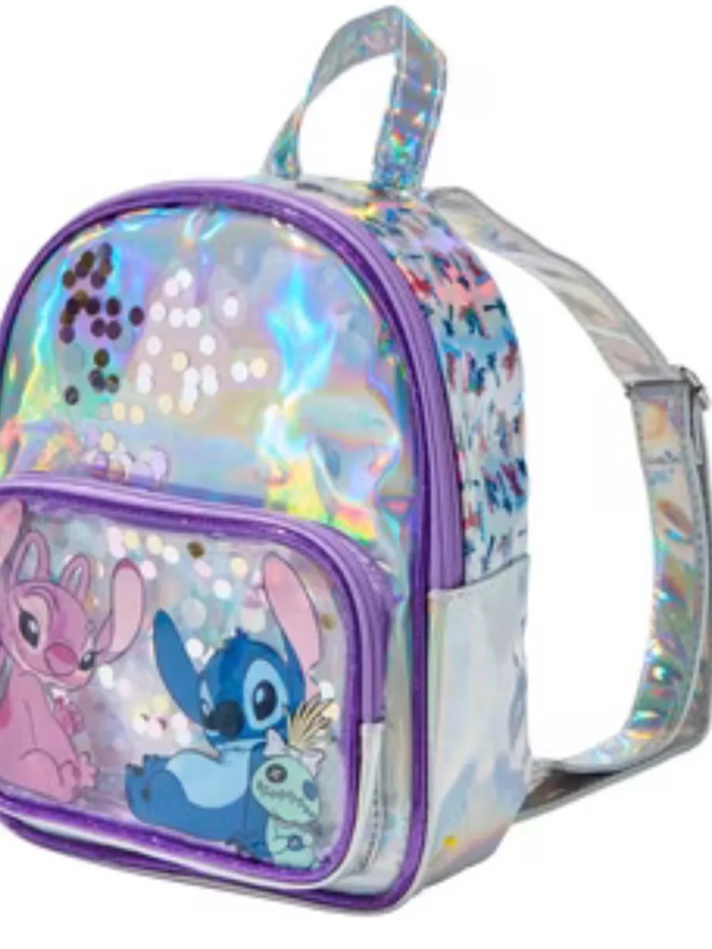 Claire's Purple Holographic Disney Stitch Kids Mini Backpack NWT